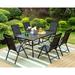 Perfect VILLA 9 Piece Patio Dining Set Outdoor Dining Furniture Patio Table Set with Adjustable Portable Patio Folding Chairs (Grey) & Large Square Outdoor Dining Table for Yard Gar