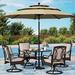& William Patio Table and Chairs with 13ft Double-Sided Umbrella 8 Piece Outdoor Dining Furniture Set with 6 Padded Swivel Rocker Dining Chairs 1 Rectangular Metal Patio Table and 1