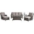HUMMUH Outdoor Furniture Patio Furniture Set 6 Pieces Wicker Outdoor Sectional Sofa with Swivel Rocking Chairs Patio Ottomans Side Table