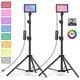 LED Photo Video Light kit 2Pcs Remote Control Dimmable USB LED Continuous Light Photography Light with Tripods 10 Brightness Level and 9 Color Filters for Photo Studios YouTube TikTok Video Recor