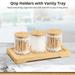 Qtip Holders with Vanity Tray 3Pcs 12.3oz Acrylic Apothecary Jars Set Bathroom Countertop Organizers Durable Storage Containers with Lids for Cotton balls Cosmetics Jewelry