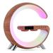 New big G Smart Light Wireless Charger LED Clock App Control Bluetooth Speaker Alarm Clock Atmosphere Light Home Decoration Wood UK