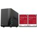 DiskStation DS224+ 2-Bay NAS Enclosure Bundle with 2x WD Red Plus 12TB 3.5 SATA III Internal NAS Hard Drive