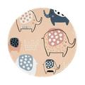 Disketp Cute Ink Drawn Elephants Small Mouse Pad 7.9x7.9 Inches Washable Round Mousepad For Office Laptop Computer Non-Slip Rubber Base Mouse Pads For Wireless Mouse