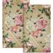 Vintage Rose Floral Hand Towels 15x30 in Set of 2 Retro Pink Flower Leaves Stamp Hair Face Towel Soft Highly Absorbent Shabby Chic Beige Fingertip Towel for Bathroom Girl Woman Guest Gifts