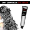 Grey Silver Hair Color Dye Natural Plant Hair Dye&Unisex Fashion Dye Silver Gray Hair Dye Cream for All Hair Types100ml Natural Permanent Hair Dye Cream for Straight Curl Hair