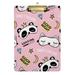 ALAZA Good Night Panda Cat Pink Clipboards for Kids Student Women Men Letter Size Plastic Low Profile Clip 9 x 12.5 in Silver Clip