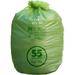 55 Gallon Compostable Trash Bags With Flat-Top Heavy Duty Extra Thick 1.57 Mil 208.2 Liter 12 Bags Large Lawn And Yard Waste Bag ASTM D6400 US BPI And OK Compost Home Certified