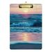 ALAZA Beautiful Sunrise Beach Summer Clipboards for Kids Student Women Men Letter Size Plastic Low Profile Clip 9 x 12.5 in Silver Clip