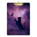 ALAZA Cat And Butterfly In Purple Galaxy Starry Clipboards for Kids Student Women Men Letter Size Plastic Low Profile Clip 9 x 12.5 in Silver Clip