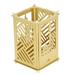 Metal Assembled Pen Holder Gold BeijingPattern Quadrate Surfaces Plating DIY Pen Holder for Home Office School Desktop