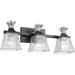 QCAI Black Vanity Light 21 Bathroom Light Fixtures Over Mirror 3 Light Bathroom Vanity Light Black Finish 4FJX77B-3W BK