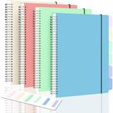 Spiral Notebook College Ruled Notebook Journal 4 Pack A5 Lined Paper Journal Notebook Subject Notebook for School Work Notes 560 Pages 24pcs Index Tabs Assorted Pastel Notebook 5.5 x 8.5