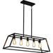 Black Kitchen Island Lighting 3-Light Farmhouse Chandeliers Modern Industrial Linear Rectangle Pendant Light Fixtures for Dining Room Kitchen Bar Foyer(Metal E26 Base)