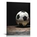 CANFLASHION Boy Bedroom Vintage Wall Art Decorations Sports Football Soccer Canvas Prints Posters for Boys Room Decor Rustic Gym Ball Picture Painting Black White