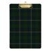 ALAZA Green Navy Blue Flannel Buffalo Plaid Clipboards for Kids Student Women Men Letter Size Plastic Low Profile Clip 9 x 12.5 in Silver Clip