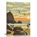 Nawypu Haystack Rock Oregon Coast Giclee Art Print Poster from Travel Artwork