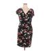 Lauren by Ralph Lauren Casual Dress - Mini V Neck Short sleeves: Black Print Dresses - Women's Size 16