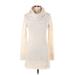 H&M Casual Dress - Sweater Dress Cowl Neck Long sleeves: Ivory Print Dresses - Women's Size Medium