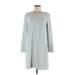 Theory Casual Dress - Mini Scoop Neck Long sleeves: Gray Print Dresses - Women's Size Medium