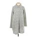 BCBGeneration Casual Dress - Sweater Dress High Neck Long sleeves: Gray Marled Dresses - Women's Size Small