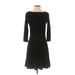Ann Taylor Casual Dress - Sweater Dress: Black Tweed Dresses - Women's Size Medium Petite