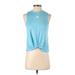 Adidas Active T-Shirt: Blue Solid Activewear - Women's Size Small