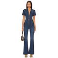 Free People x We The Free Jayde Flare Jumpsuit in Denim-Dark. Size L, M, S.