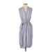 Gap Casual Dress - Shirtdress V-Neck Sleeveless: Blue Print Dresses - Women's Size X-Small