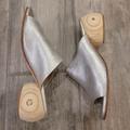 Anthropologie Shoes | Anthropologie Huma Blanco Shoes Mila Silver Metallic Leather Mule Slip On Sandal | Color: Silver/Tan | Size: 38eu