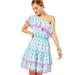 Lilly Pulitzer Dresses | Lilly Pulitzer One-Shoulder Dress Bermuda Tropical Swirl Eyelet Dress | Color: Blue/White | Size: Xs