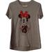 Disney Tops | Minnie Mouse Women's T-Shirt Gray Disney Graphic Short Sleeve Size M | Color: Gray/Red | Size: M