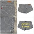 Levi's Shorts | Junior’s Levi Levi’s 5 Small Shorts Jeans Rolled Stretch Stripes Navy Railroad | Color: Blue/White | Size: 5j