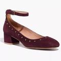 Madewell Shoes | Madewell The Inez Studded Ankle-Strap Burgundy Suede Shoes Size 7 | Color: Pink/Red | Size: 7