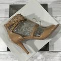 Jessica Simpson Shoes | Jessica Simpson 9.5 M Maniah Nude Leather Heeled Sandals Women's Shoes Studded | Color: Cream/Tan | Size: 9.5