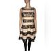 Jessica Simpson Dresses | Jessica Simpson Sleeveless Lace Black Beige Striped Gold Metallic Dress Size 6 | Color: Black/Gold | Size: 6