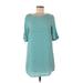 Everly Casual Dress - Shift: Teal Chevron/Herringbone Dresses - Women's Size Small