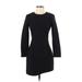 Elizabeth and James Casual Dress - Mini Crew Neck Long sleeves: Black Print Dresses - Women's Size 4