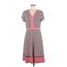 Liz Claiborne Casual Dress - A-Line V-Neck Short sleeves: Pink Print Dresses - Women's Size Large