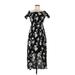 Forever 21 Casual Dress - Midi Boatneck Short sleeves: Black Print Dresses - Women's Size Medium