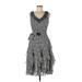 DressBarn Cocktail Dress - A-Line V Neck Sleeveless: Gray Dresses - Women's Size 12