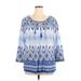 Alfred Dunner 3/4 Sleeve Blouse: Blue Chevron Tops - Women's Size 1X