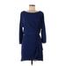 Elizabeth and James Casual Dress - Wrap: Blue Solid Dresses - Women's Size 2