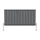 NRG Modern Anthracite Horizontal Oval Column Single Panel Designer Radiator Bathroom Heater with Free Angled Valves 600x1180mm