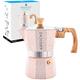 GROSCHE Milano Moka pot, Stovetop Espresso maker, Greca Coffee Maker, Stovetop coffee maker and espresso maker percolator (Pink, 3 cup)