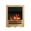 FLAMEKO Verona 16’’ Fireplace Insert, 2000W Heater, Brass Trim with Spacer, Bauhaus Fret, 9 Colour Flame Effect, Remote Control