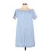 Athleta Casual Dress - Mini Boatneck Short sleeves: Blue Solid Dresses - Women's Size Medium