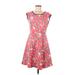 Draper James Casual Dress - A-Line Scoop Neck Sleeveless: Red Floral Dresses - Women's Size Medium