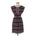 Tommy Hilfiger Casual Dress - A-Line Scoop Neck Short sleeves: Red Stripes Dresses - Women's Size Large