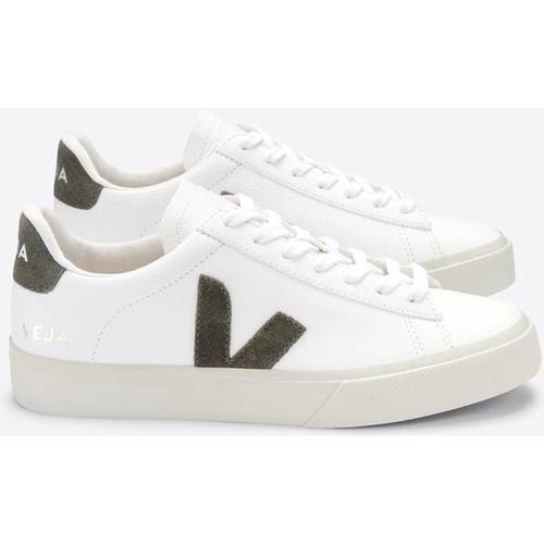 VEJA Herren Freizeitschuhe CAMPO CHROMEFREE LEATHER EXTRA-WHITE_KAKI, Größe 44 in Weiß